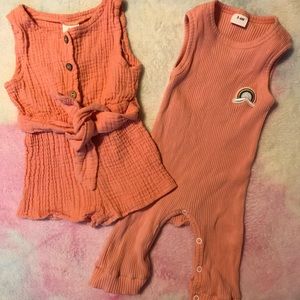 🎀 Pat-Pat OUTFIT BUNDLE🎀 Pink Romper Shorts and Pink Jumpsuit 🎀